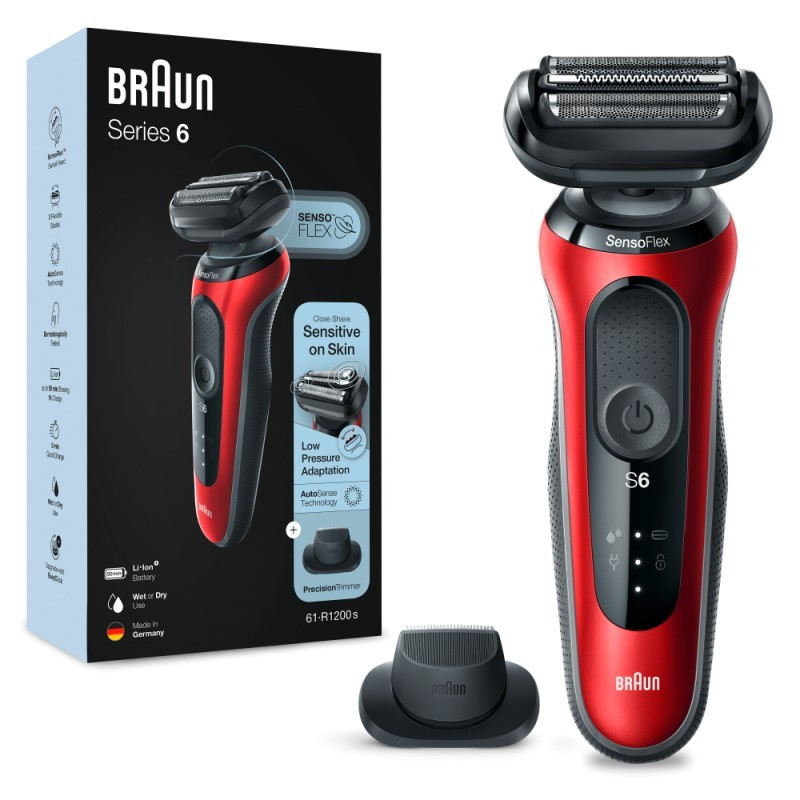 Braun Series 6 61-R1200s barzdaskutė | Šlapias ir sausas skutimas | AutoSense technologija