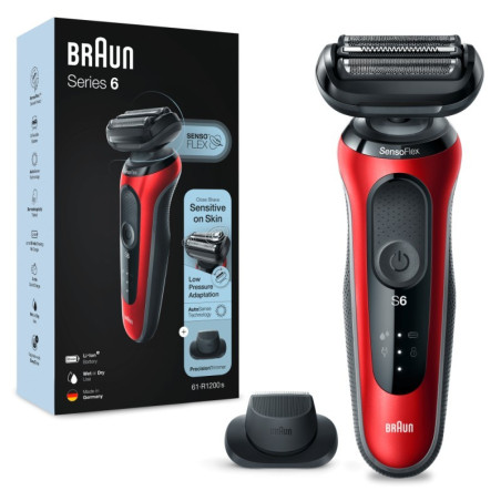 Braun Series 6 61-R1200s barzdaskutė | Šlapias ir sausas skutimas | AutoSense technologija