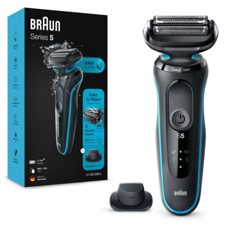 Braun Series 5 51-M1200s barzdaskutė | Šlapias ir sausas skutimas | AutoSense technologija