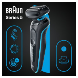 Braun Series 5 51-M1200s barzdaskutė | Šlapias ir sausas skutimas | AutoSense technologija